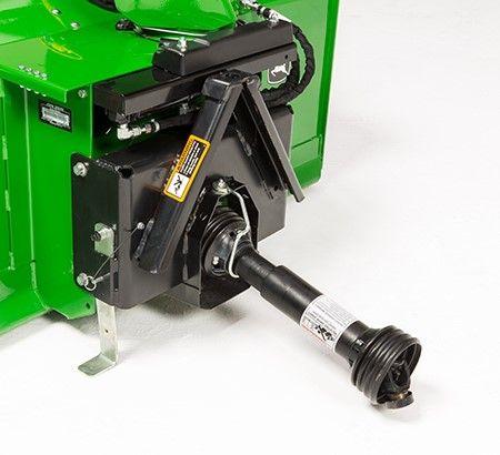 Snow blower portion of A-frame quick attach system installed on snow blower