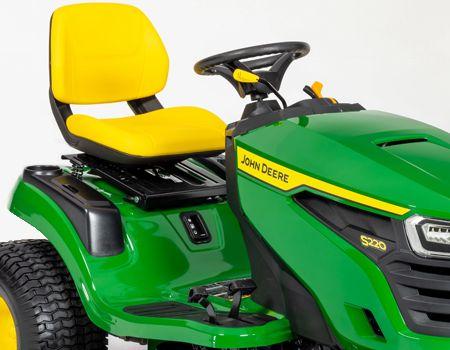 Comfortable operator station shown with 42-in. (107-cm) mower deck