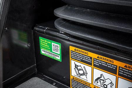 QR code label on seat base