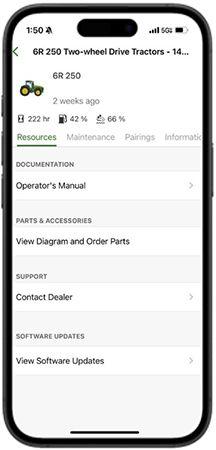 Resources tab in the Equipment Mobile app