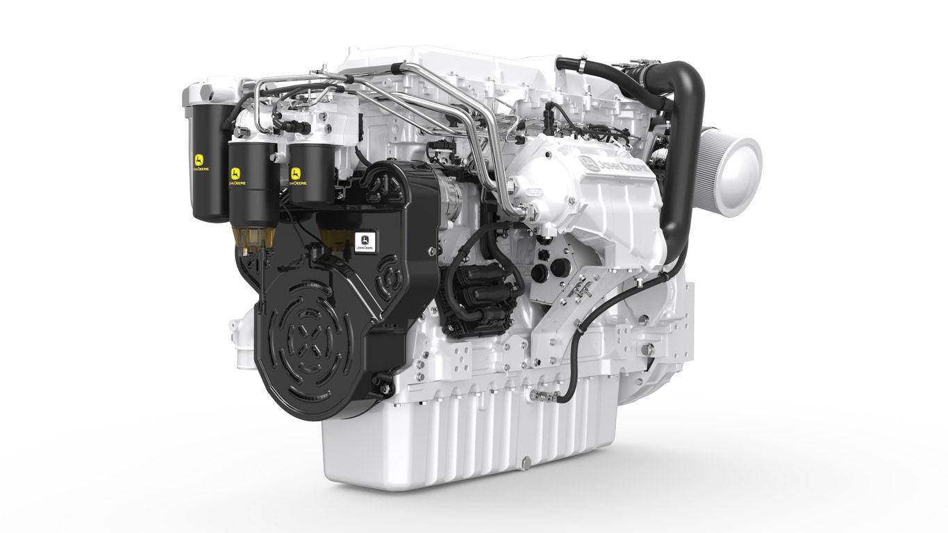 Front left facing JD14P Marine Engine on a white background