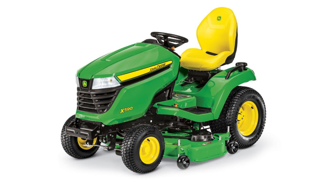 John Deere X590 Lawn Tractor on white background
